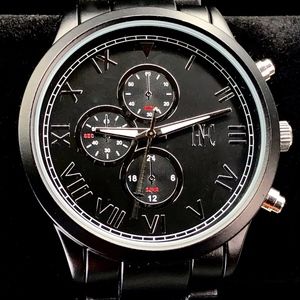 🆕 NWT INC Men's Black Metal Chronograph Watch